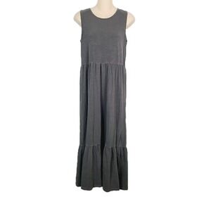 Old Navy Maxi Dress Gray Knit Tiered Sleeveless Casual Stretch Flowy Small S